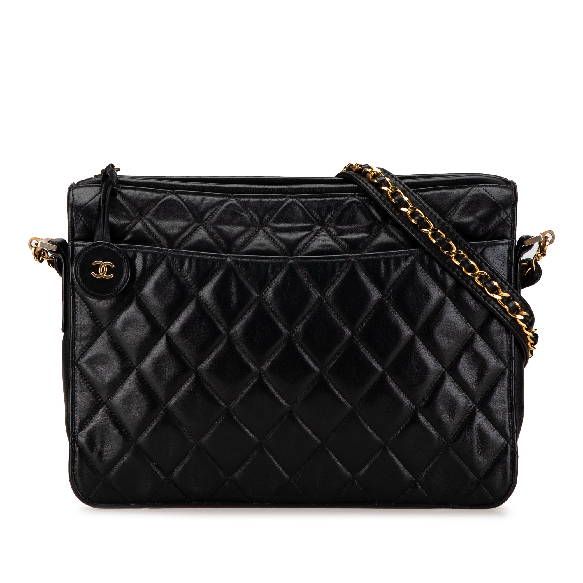 Chanel | Pre-Owned Quilted Lambskin Chain Crossbody | Black