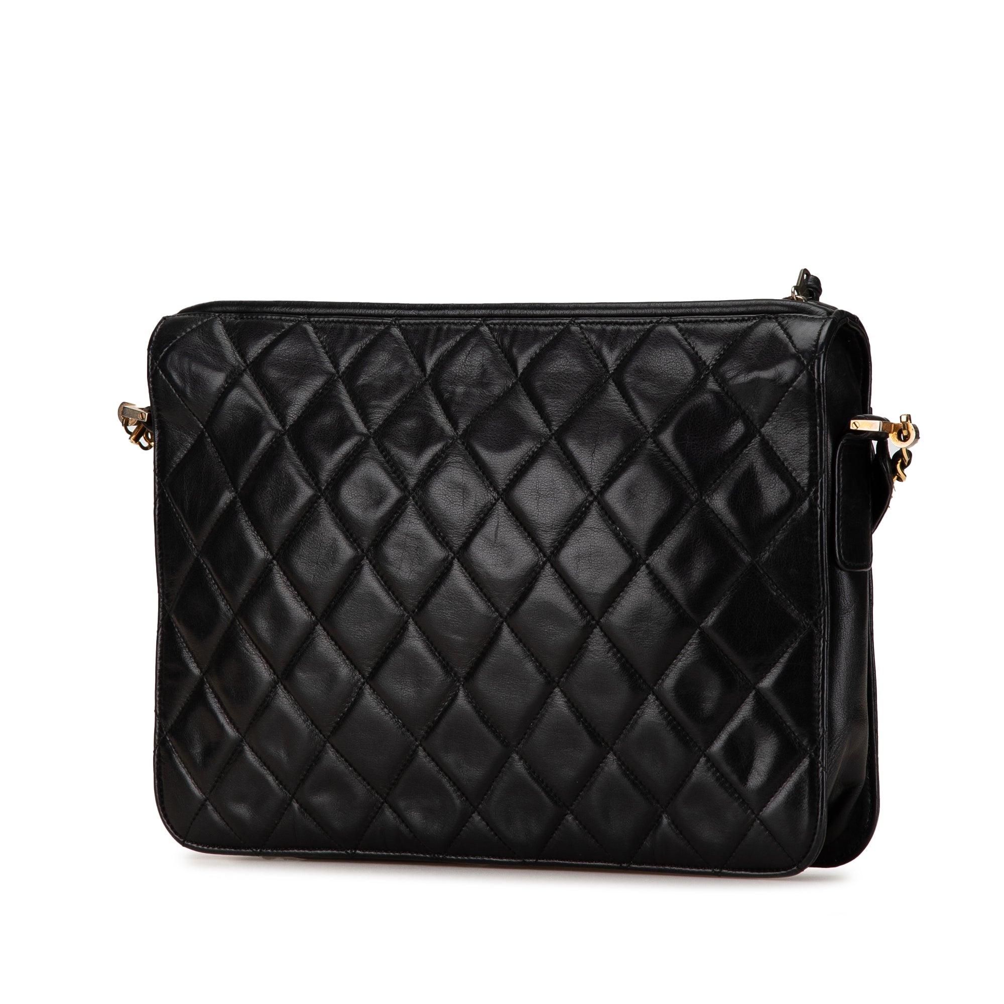 Chanel | Pre-Owned Quilted Lambskin Chain Crossbody | Black