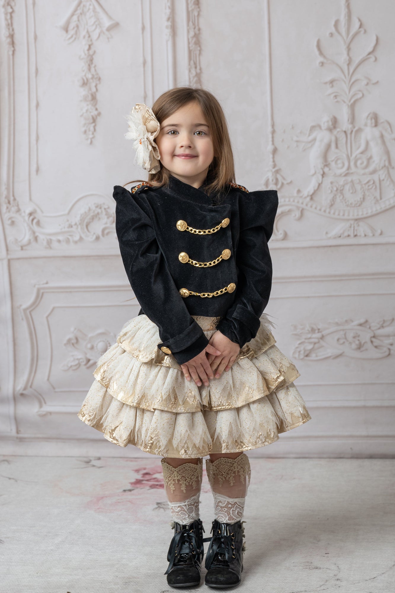 Baby Girls | Charlie Jacquard Glitter Skirt | Gold