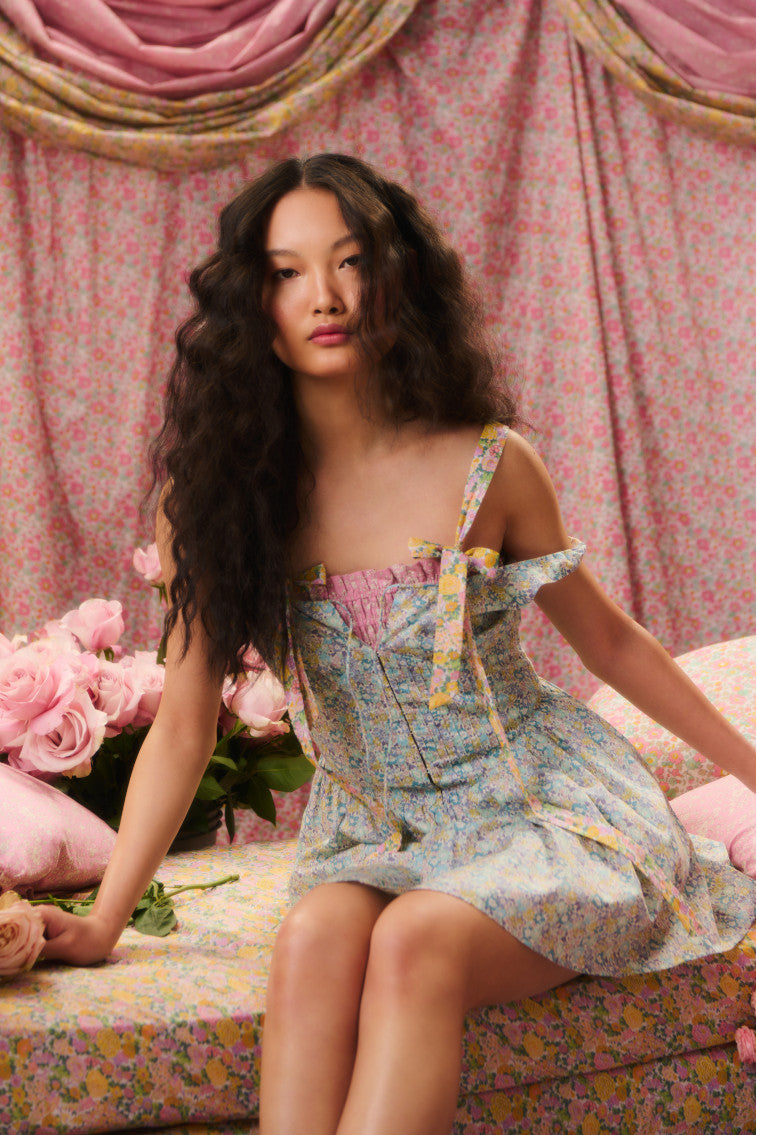 Womens | Ceronne Liberty Fabric Mini Dress | Seafoam