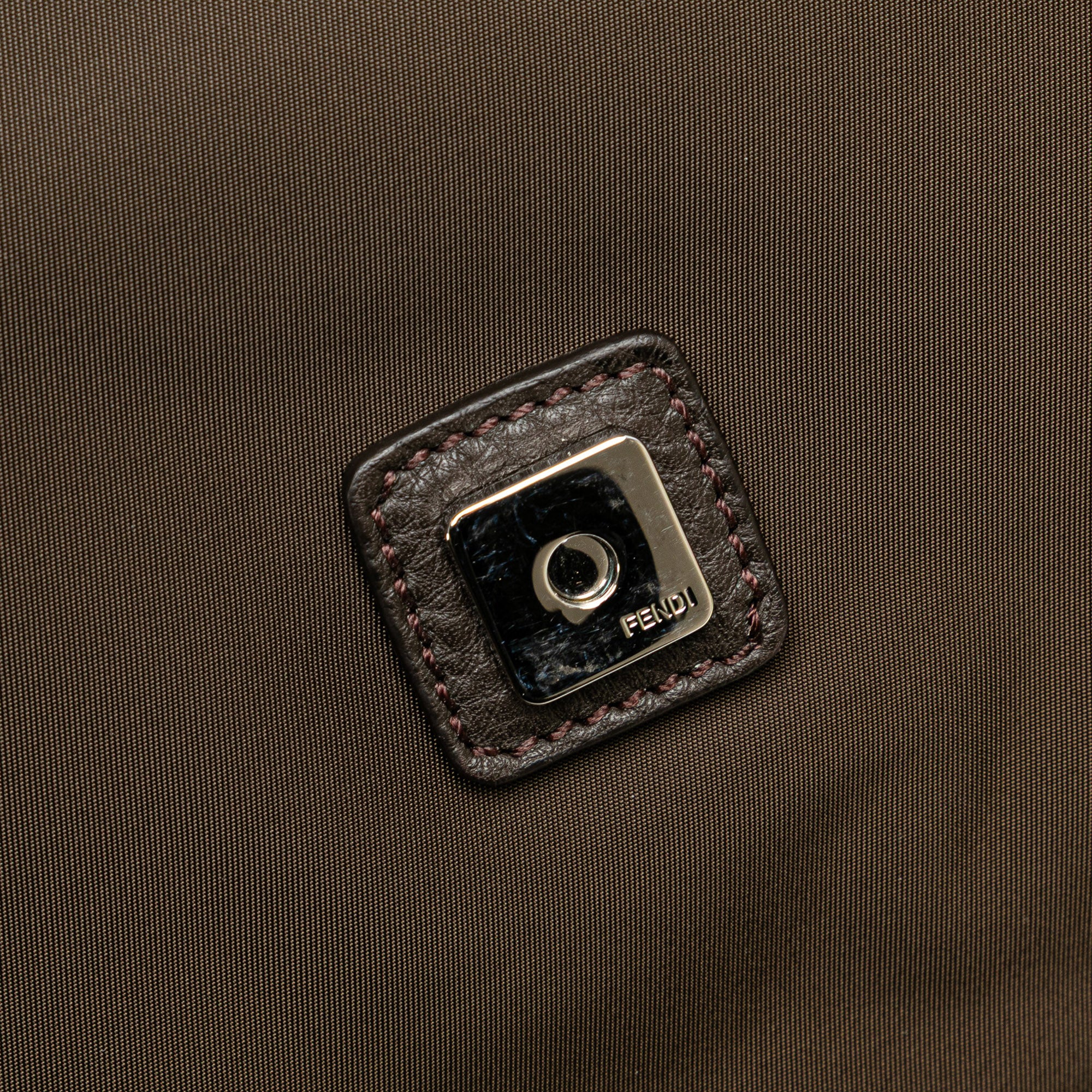 Fendi | Pre-Owned Large Econyl Nylon Baguette Satchel | Brown/Dark Brown