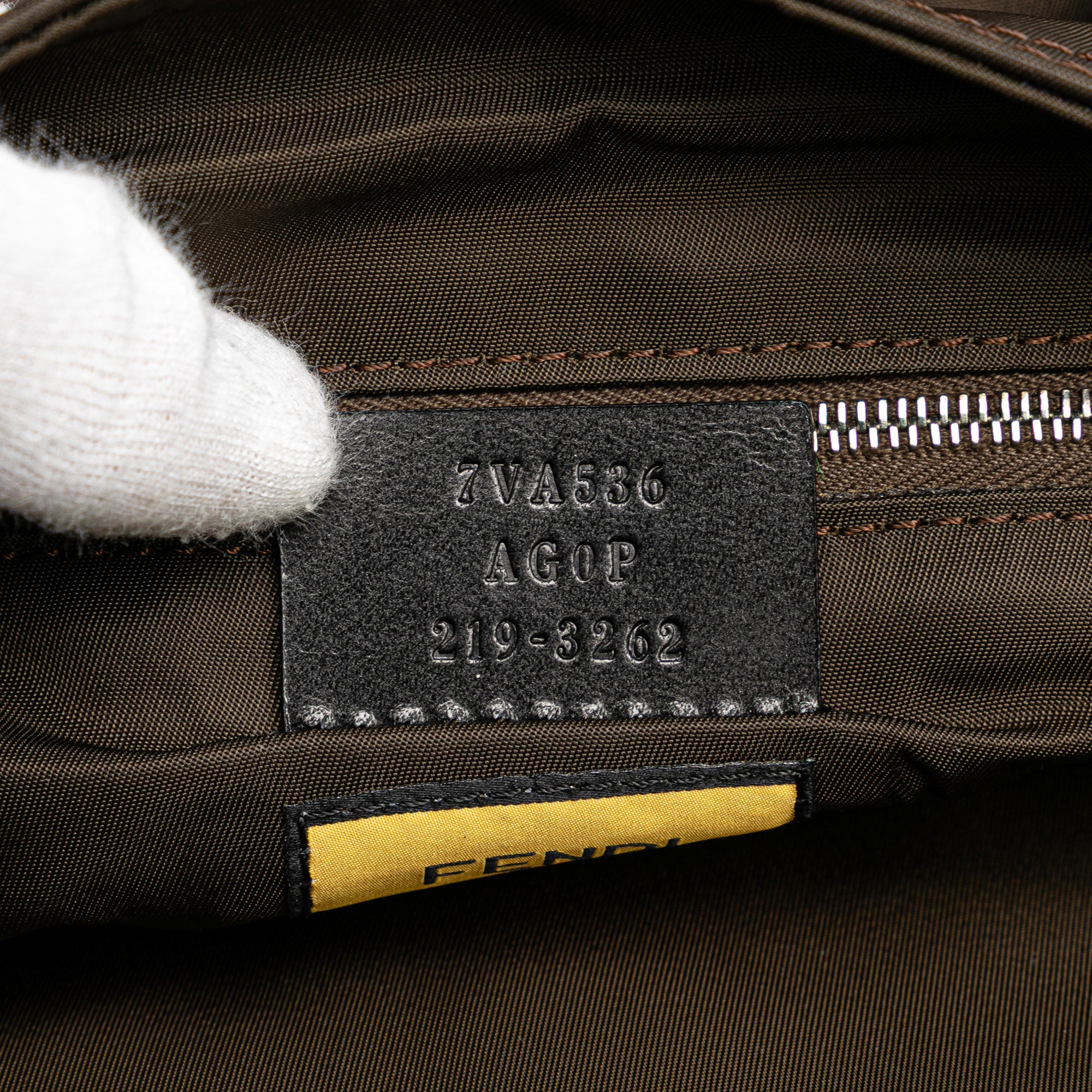 Fendi | Pre-Owned Large Econyl Nylon Baguette Satchel | Brown/Dark Brown