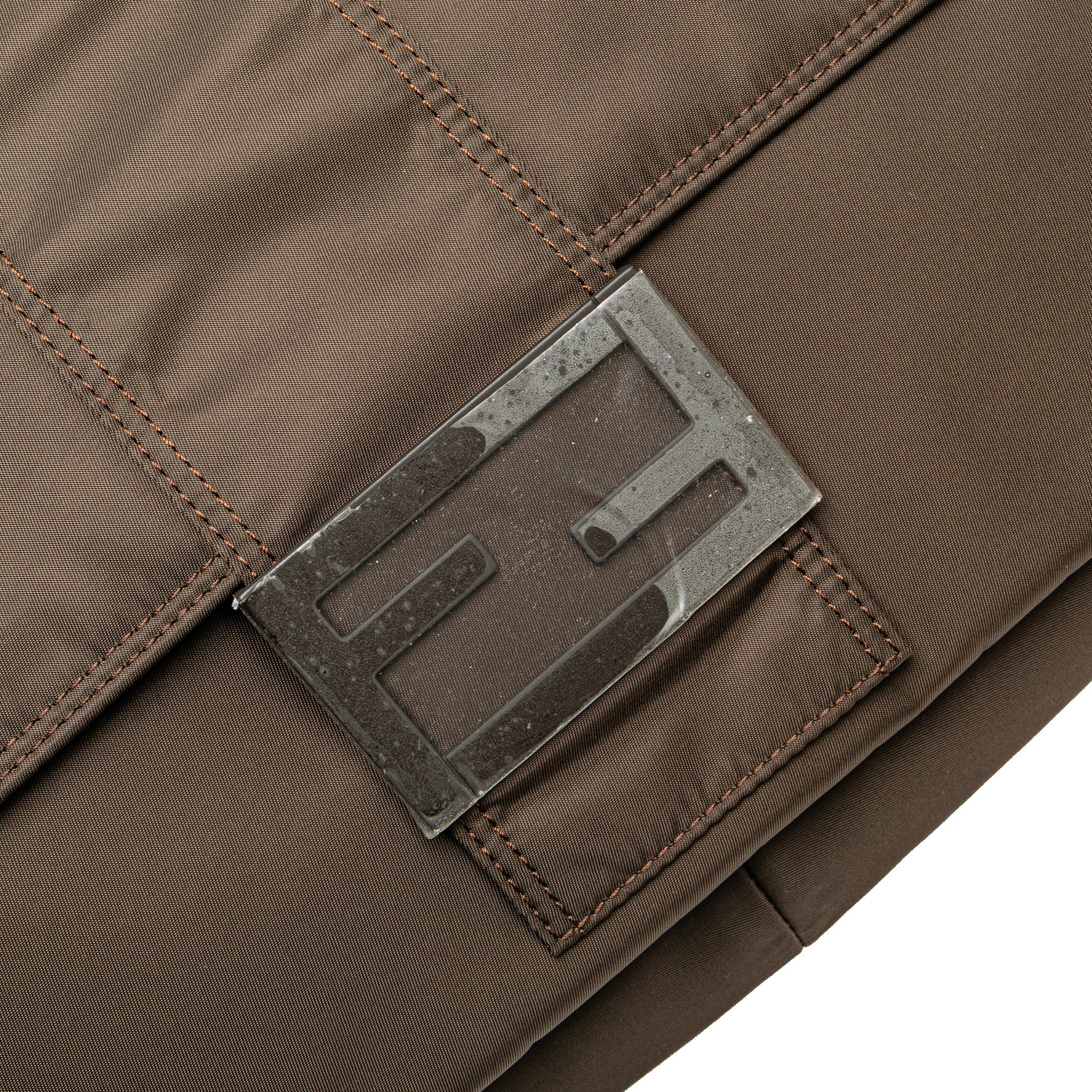 Fendi | Pre-Owned Large Econyl Nylon Baguette Satchel | Brown/Dark Brown