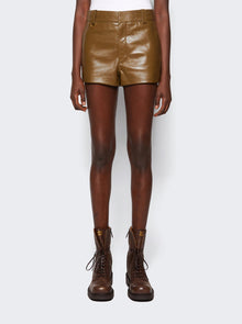 Women | Chloé | Tailored Leather Shorts Deep Olive