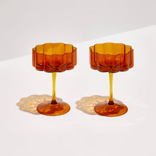 Set of 2 | Wave Coupe Glasses | Amber