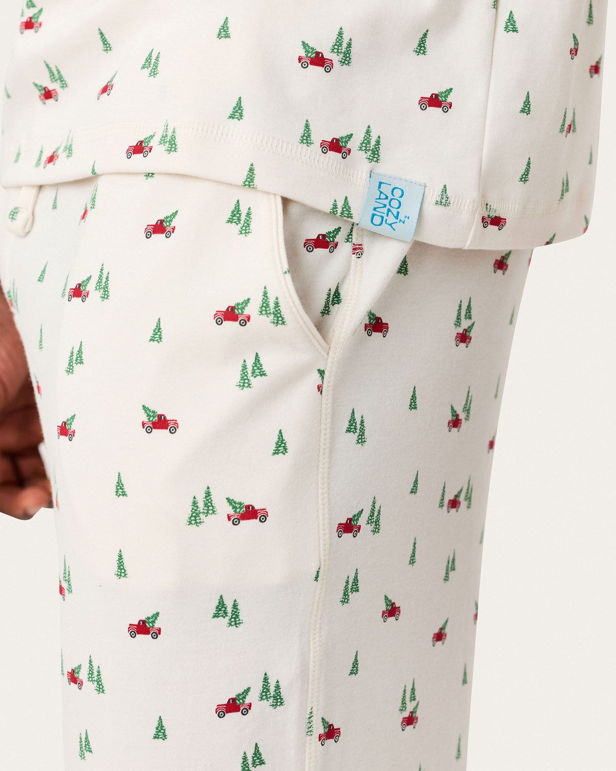 Mens | Chase PJ Set in Big Red Trucks | Snow