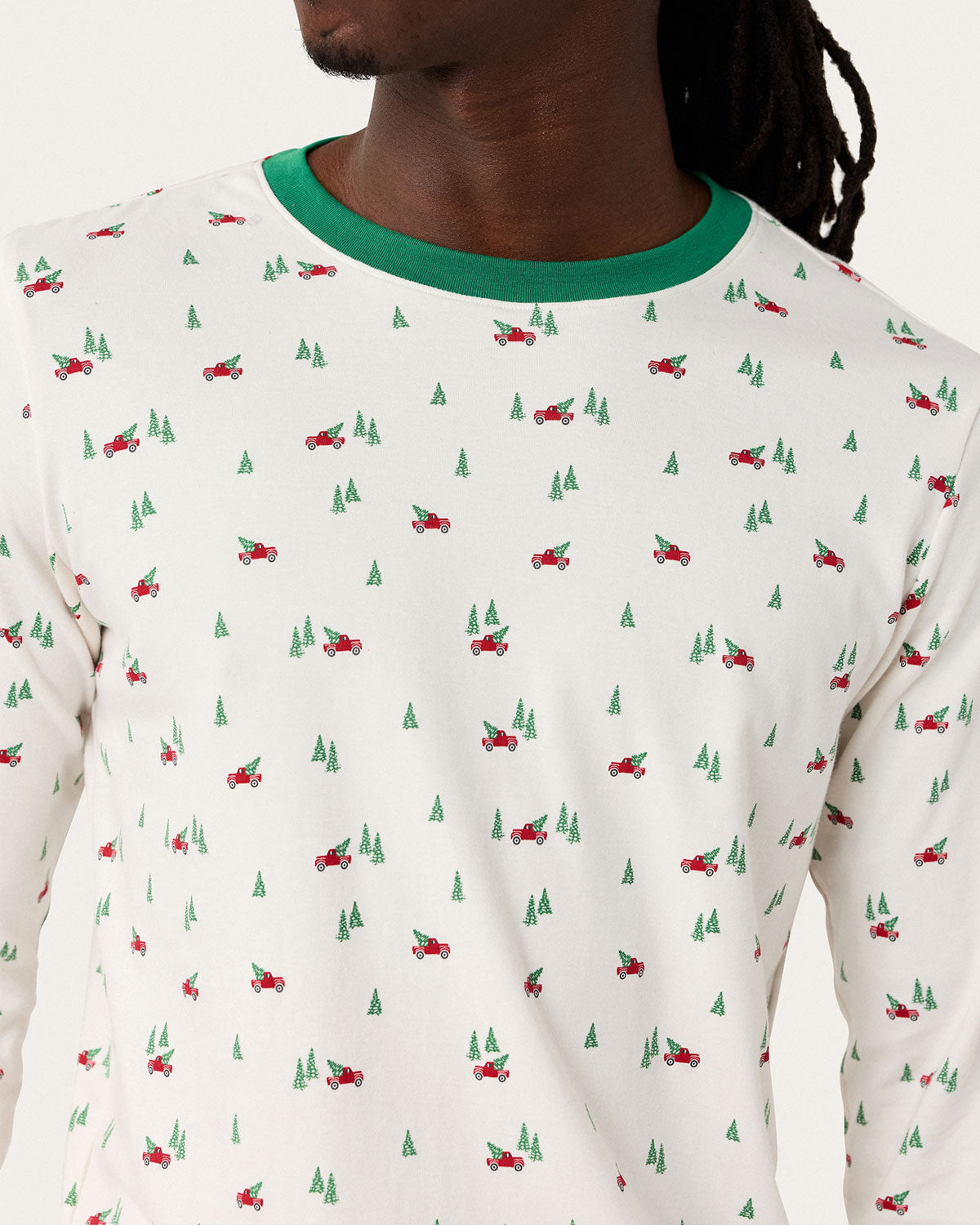 Mens | Chase PJ Set in Big Red Trucks | Snow