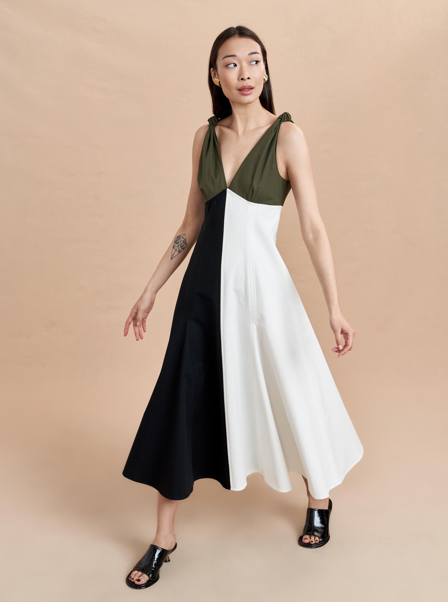 Christine Dress | Olive x Black x Ivory