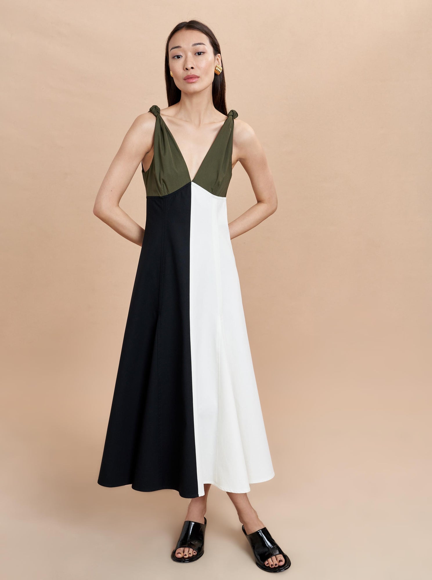 Christine Dress | Olive x Black x Ivory