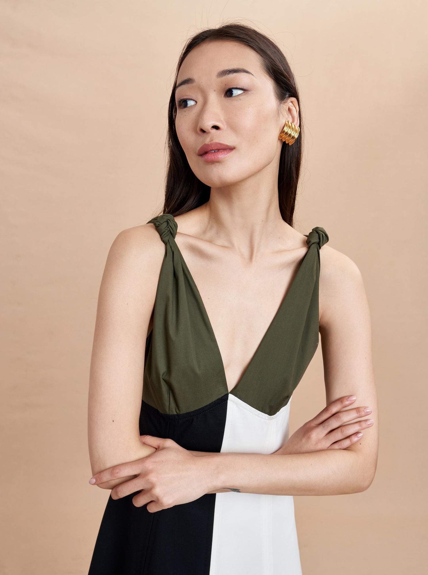 Christine Dress | Olive x Black x Ivory