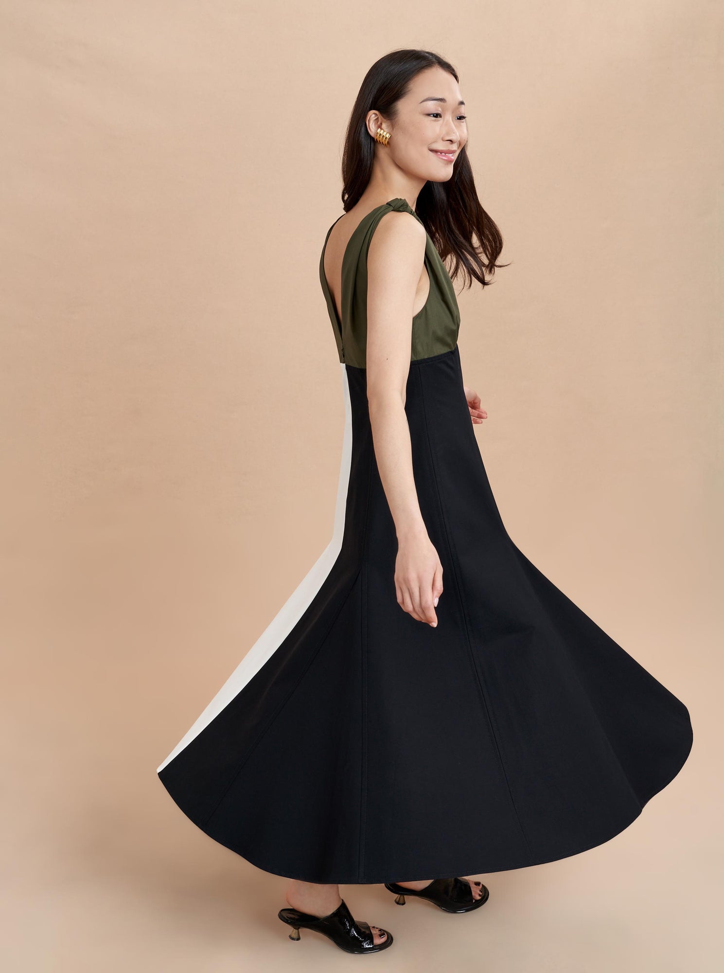 Christine Dress | Olive x Black x Ivory