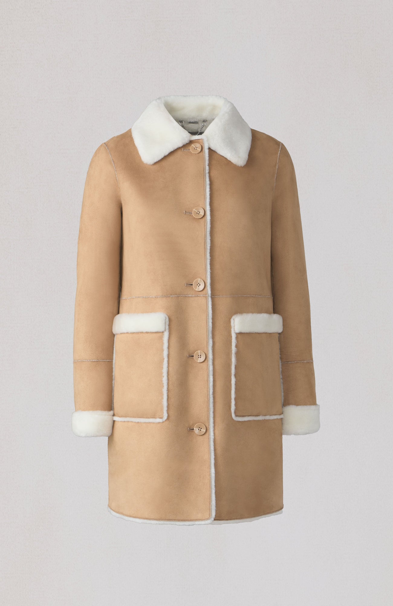 Christine Faux Sherpa Coat | Teak-Powder