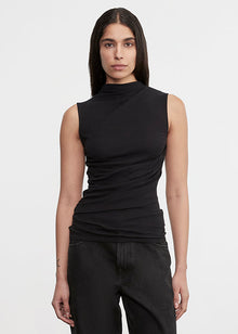 Cashmere Sleeveless Twist Top | Black