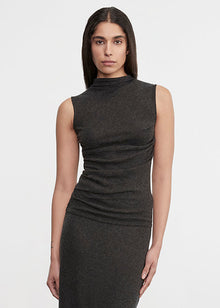 Cashmere Sleeveless Twist Top | Charcoal