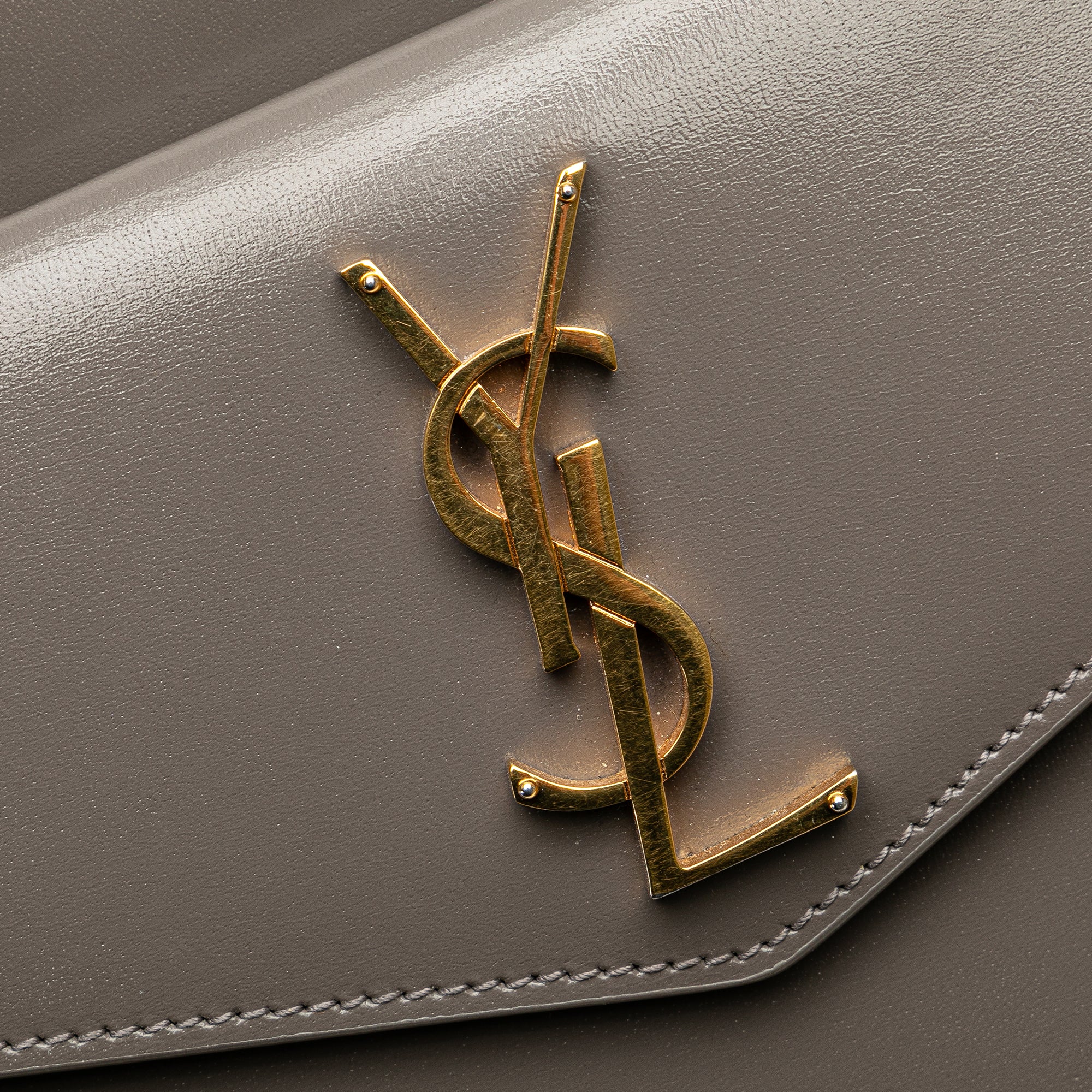 Saint Laurent | Pre-Owned Medium Leather Monogram Uptown Satchel | Gray