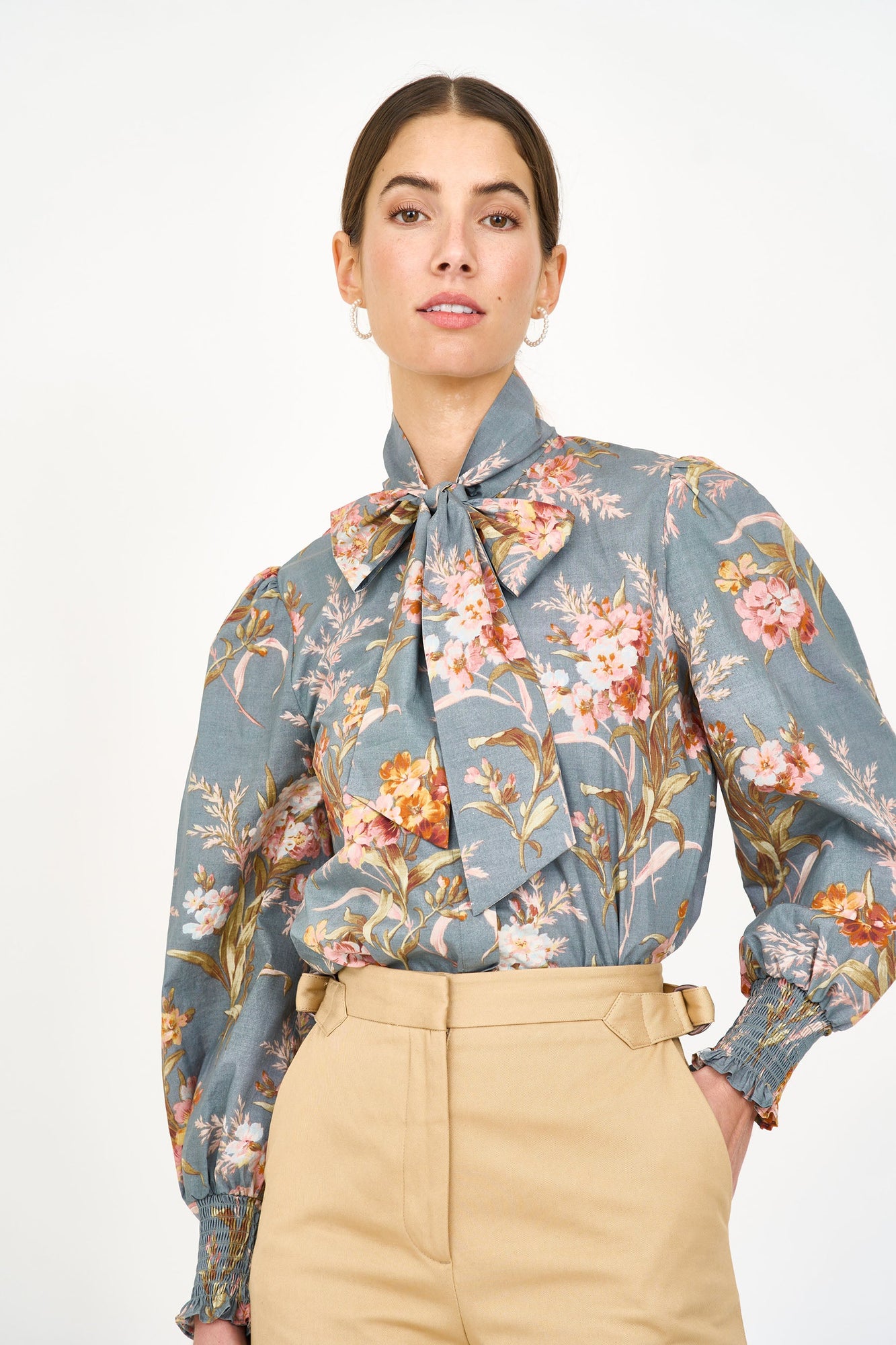 Georgie Blouse | Blue Brocade