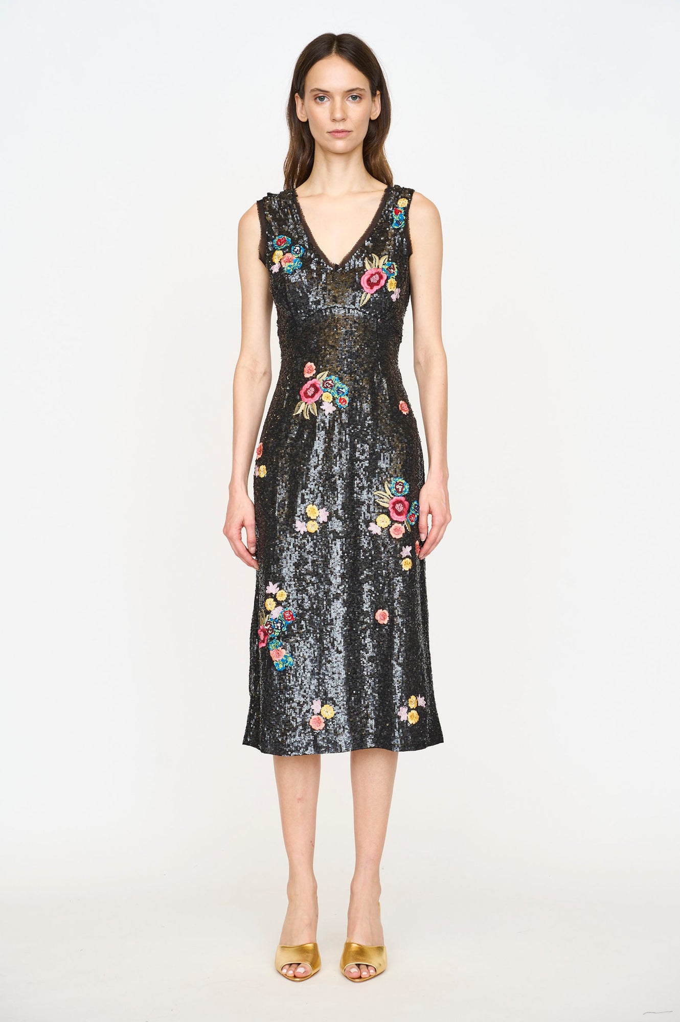 Ingrid Dress | Black Sequin Floral