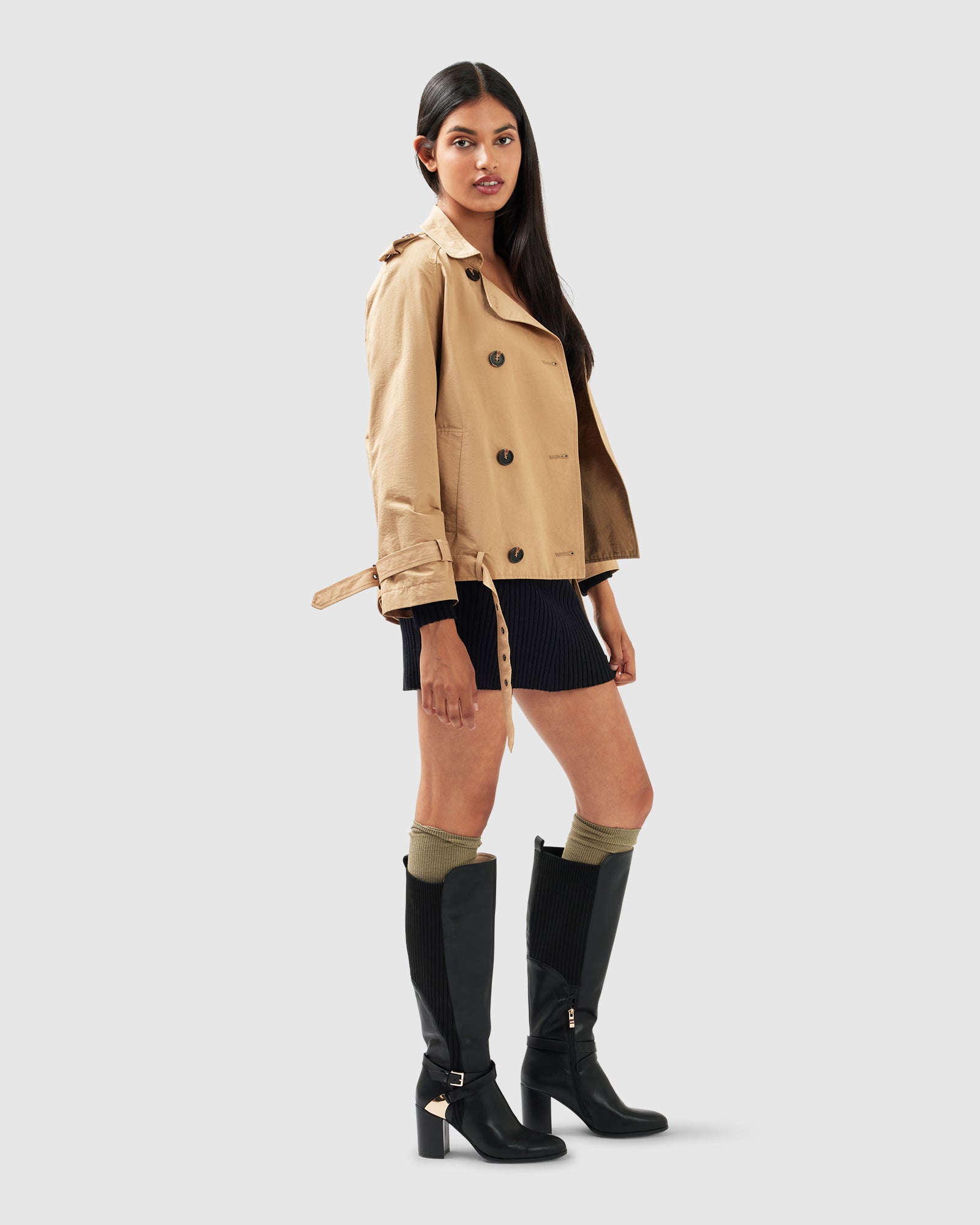 Women | Cool Nights Cropped Trench Coat | Khaki