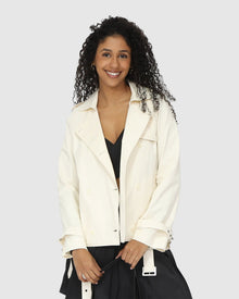 Women | Cool Nights Cropped Trench Coat | Off White