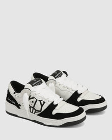 Mens | CM-00 Leather/Hairy Suede Combo Sneaker | White/Black
