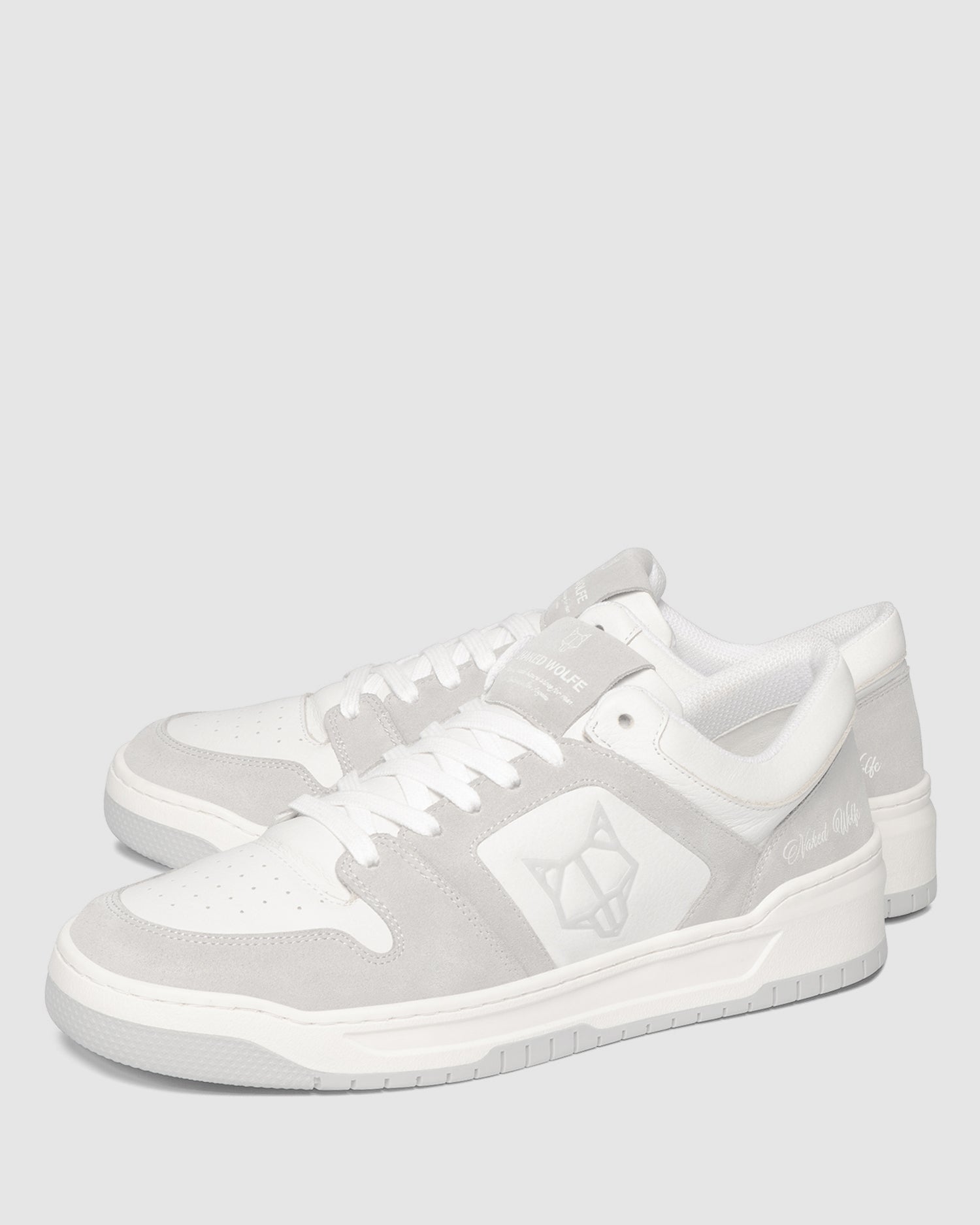 Mens | CM-01 Leather/Cow Suede Combo Sneaker | White/Grey