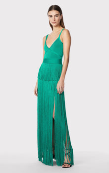 Strappy Ottoman Fringe Gown | Jade