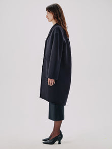 Another Tomorrow Cocoon Coat Long in Black – Wool Women's Outerwear