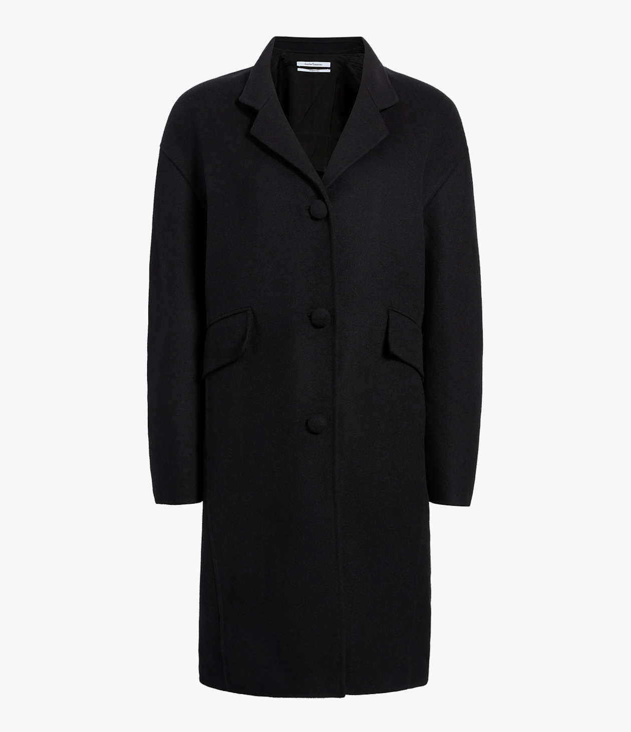Another Tomorrow Cocoon Coat Long in Black – Wool Women's Outerwear