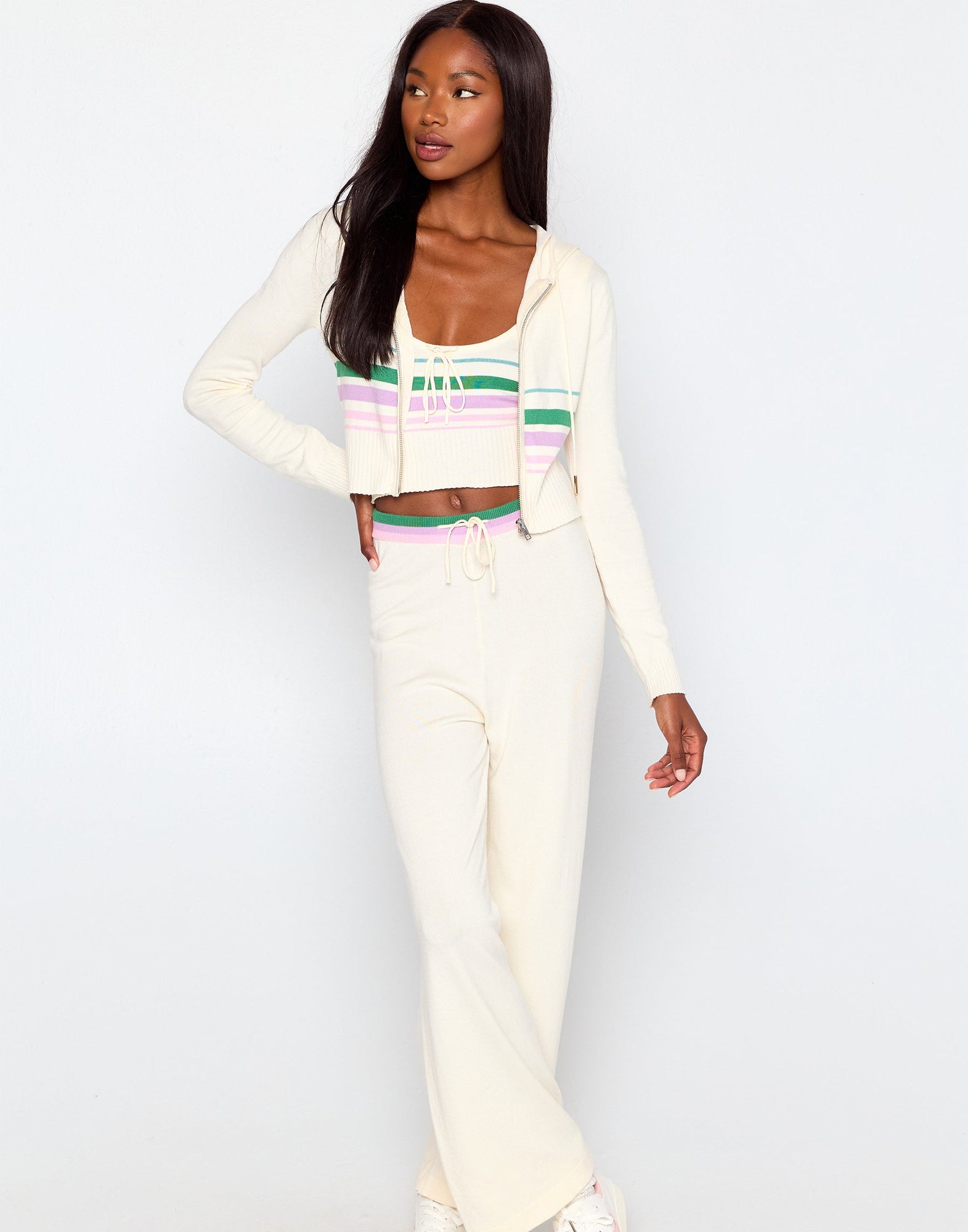 Beach Bunny Swimwear | Colette Knit Stripe Jacket | Off White