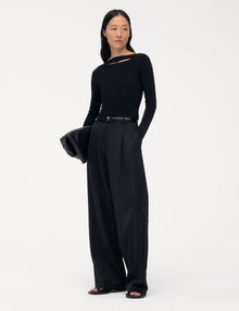 Women | Compact Cutout Knit Top | Black