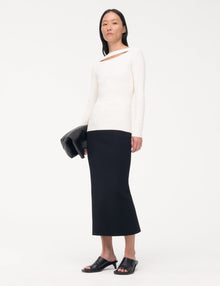 Women | Compact Cutout Knit Top | Off White
