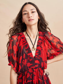 Constance Dress | Floral x Dark Plum