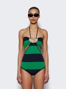 Women | Coperni | Knitted Striped Bodysuit Green And Blue