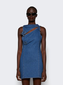 Women | Coperni | Denim Asymmetric Flower Mini Dress | Blue