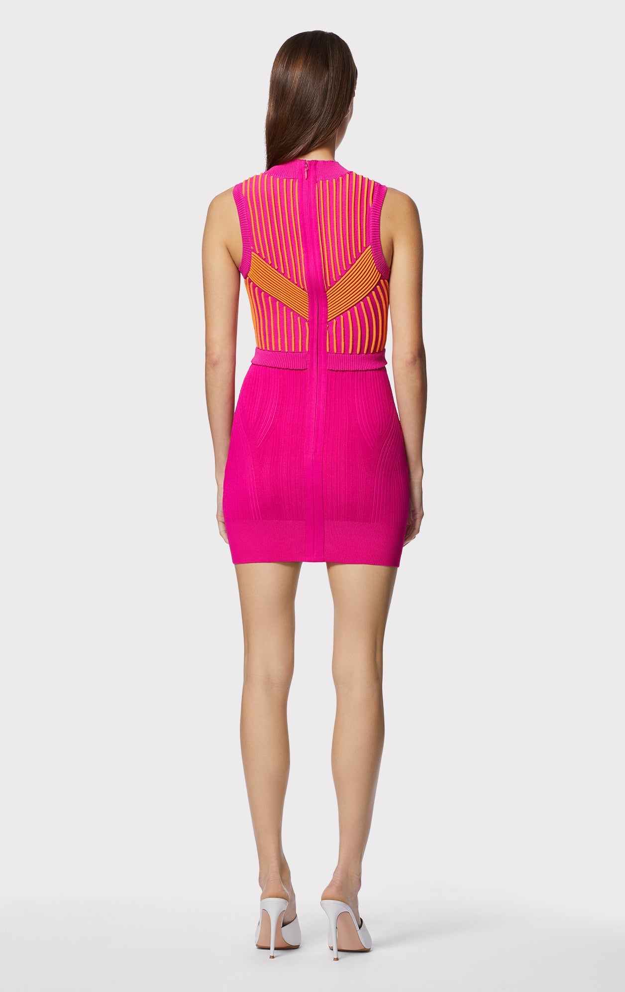 Mixed Gauge Striped Mini Dress | Magenta Pers Cmb