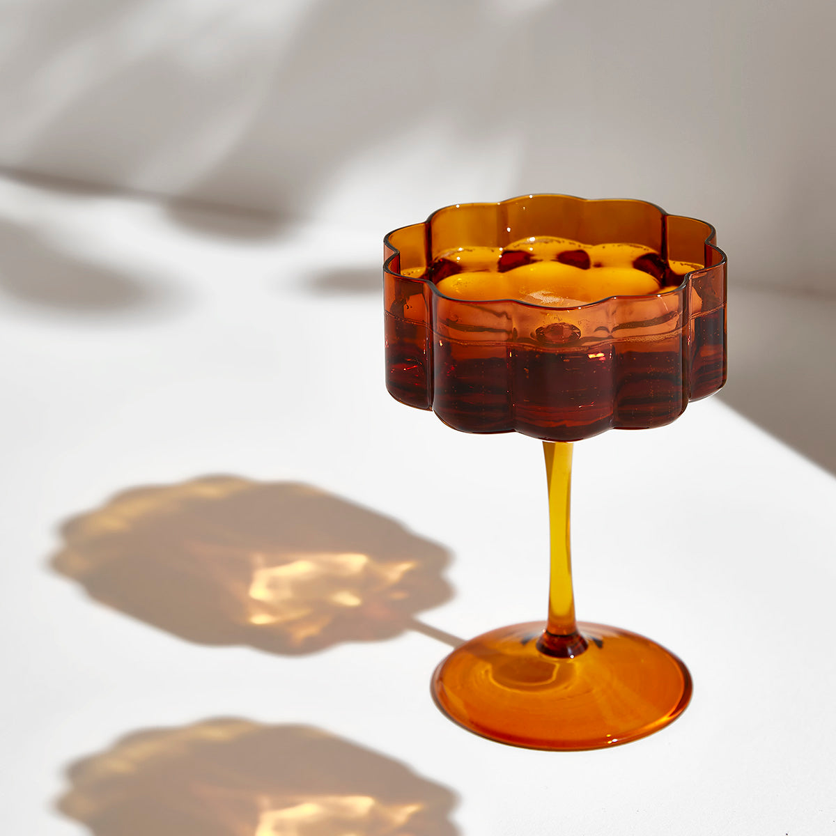 Set of 2 | Wave Coupe Glasses | Amber