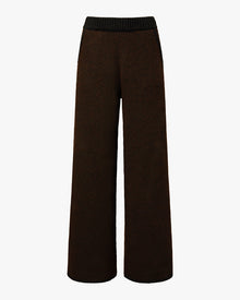 Piped Wide Leg Pull On Pant | Heather Brown/Black