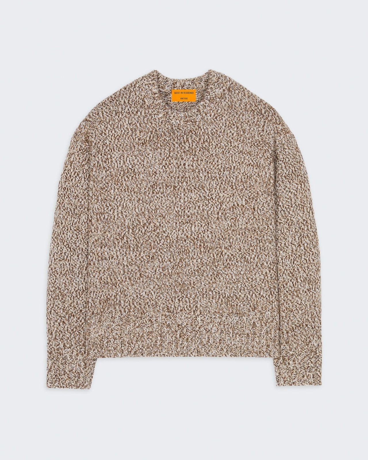 Cozy Crew - Dune Marl heavy-weight three-color marl cashmere crew neck sweater for women oversized fit