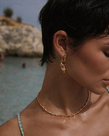 The Seashell Charm Hoops | Cubic Zirconia | Gold