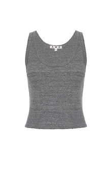 AMO Denim Crop Rib Tank in Heather Grey