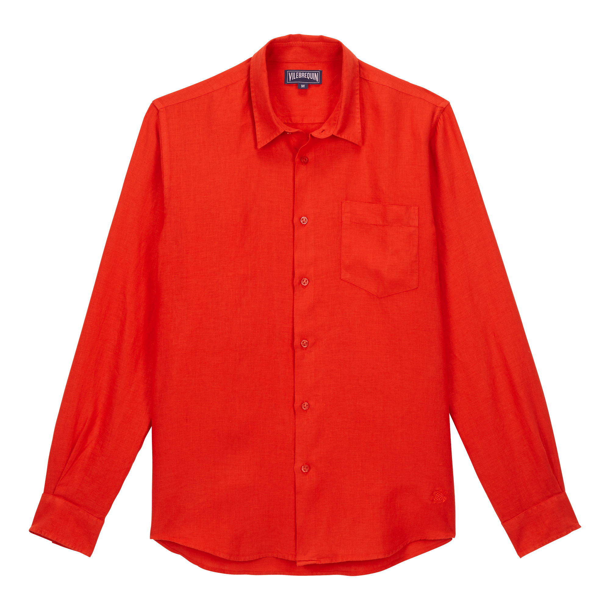 Men | Solid Linen Shirt | Poppy