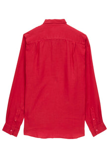 Men | Solid Linen Shirt | Burgundy