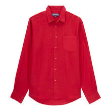 Men | Solid Linen Shirt | Burgundy