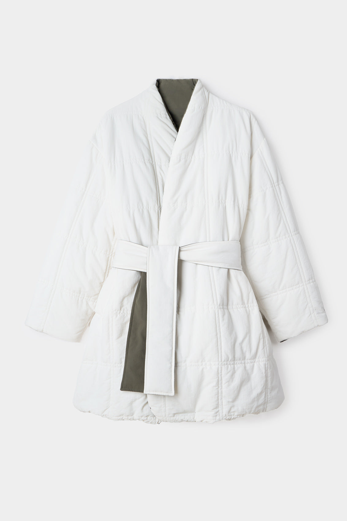 Reversible Blanket Coat | Women | White x Military Green