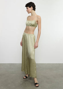 Textured Satin Palazzo Pant | Celadon