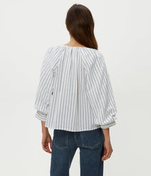 Cleo Notch Neck Top | Navy Stripe