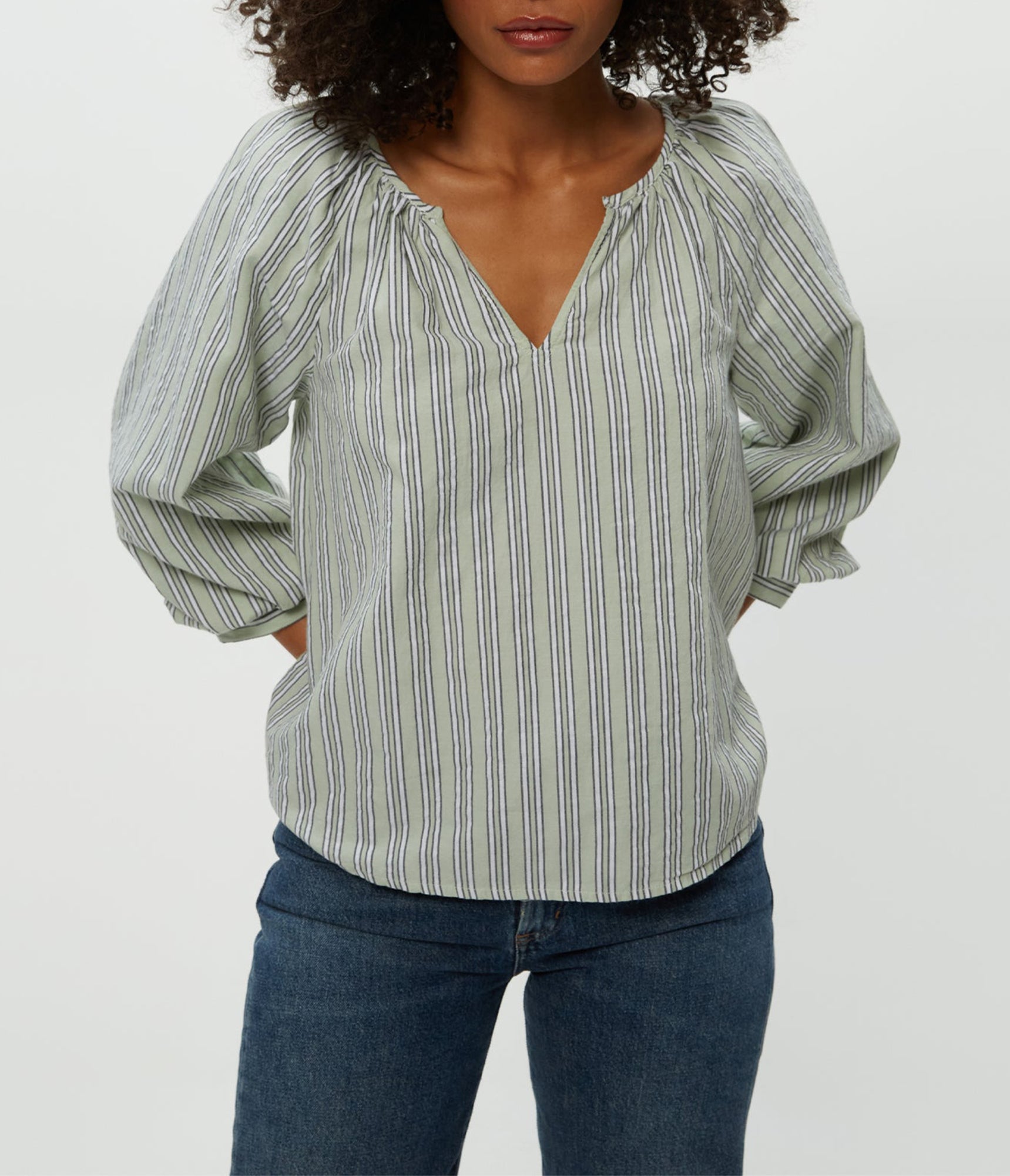 Cleo Notch Neck Top | Seacrest Stripe