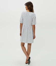 Kellie Split Neck Dress | Navy Stripe