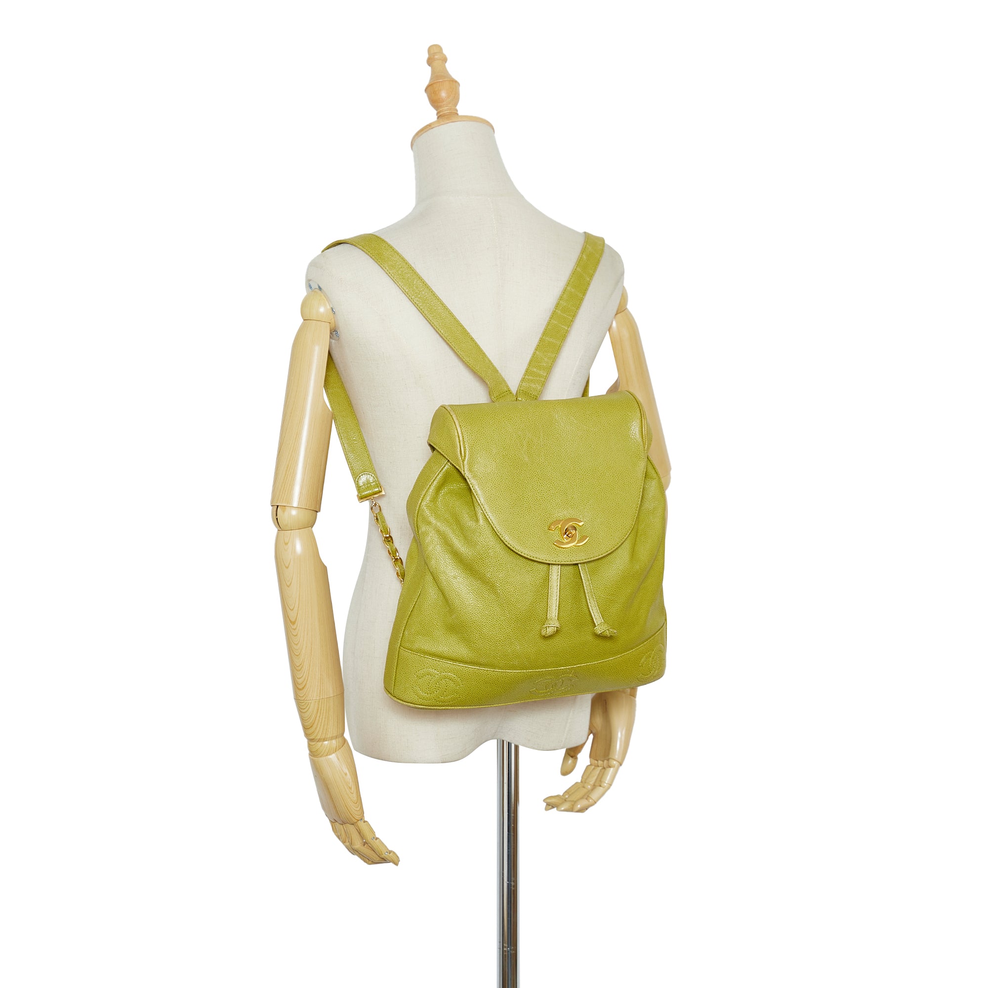 Chanel Pre-Owned Caviar Triple CC Backpack | Women | Green x Light Green