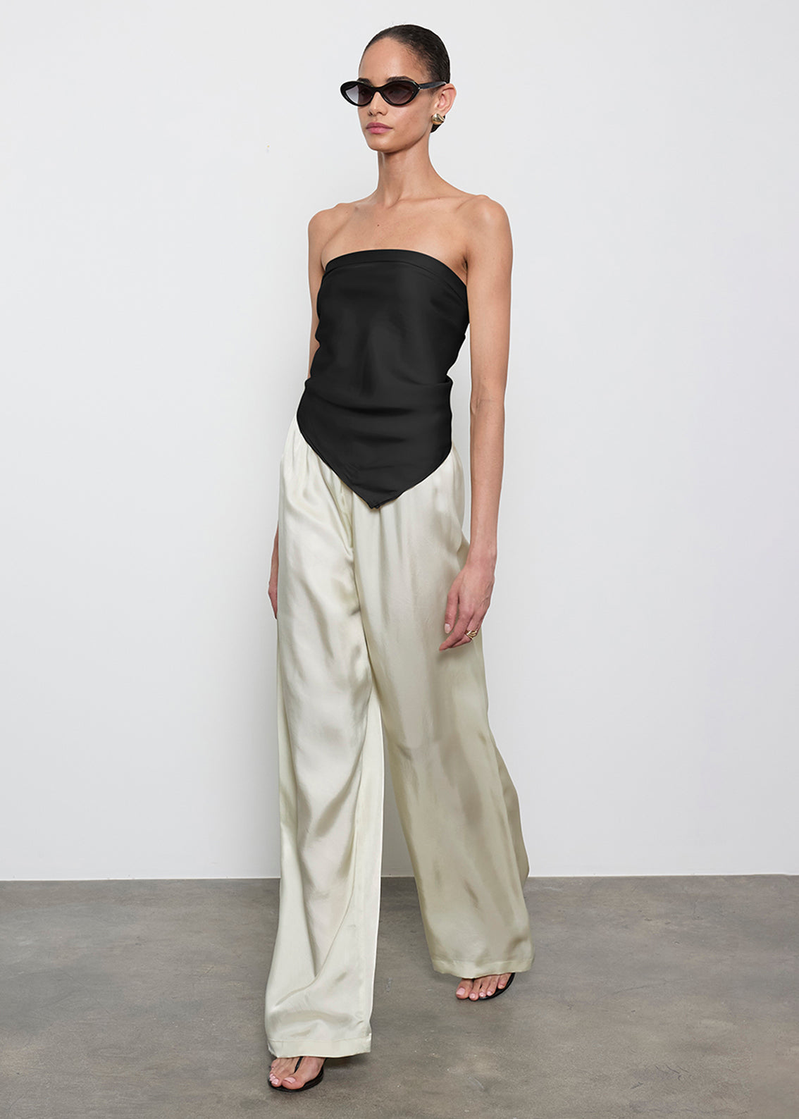 Fluid Twill Scarf Top | Black